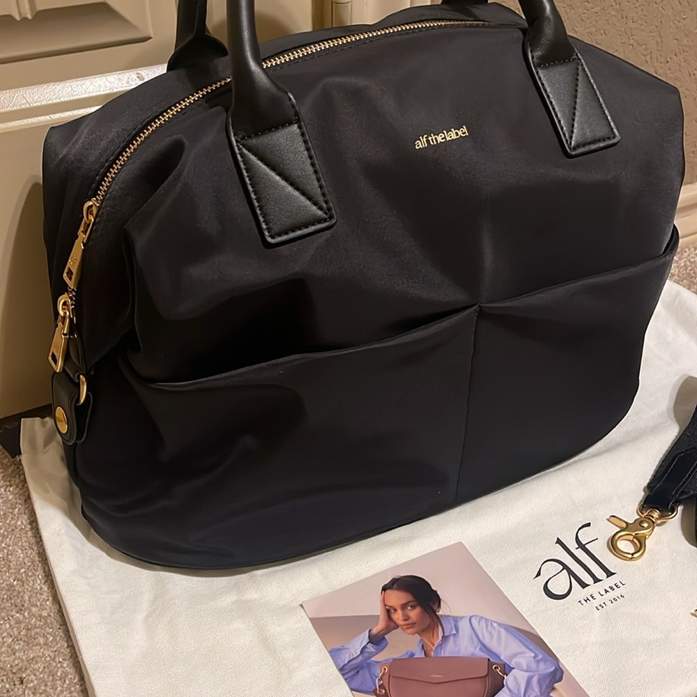 Alf The Label Ali Carryall Nylon 5-Way Bag NEW Black-Gold - Picture 13 of 15